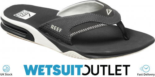 2022 Reef Mens Fanning Flip Flops CI7305 Raven White Accessories Footwear